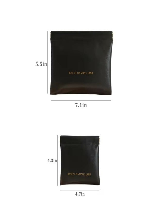 NORTIVIA Mini/Small Self Closing Coin Pouch (Set of 2) for Men & Women for Lipstick, Specs, Medicine (Black) - Image 2